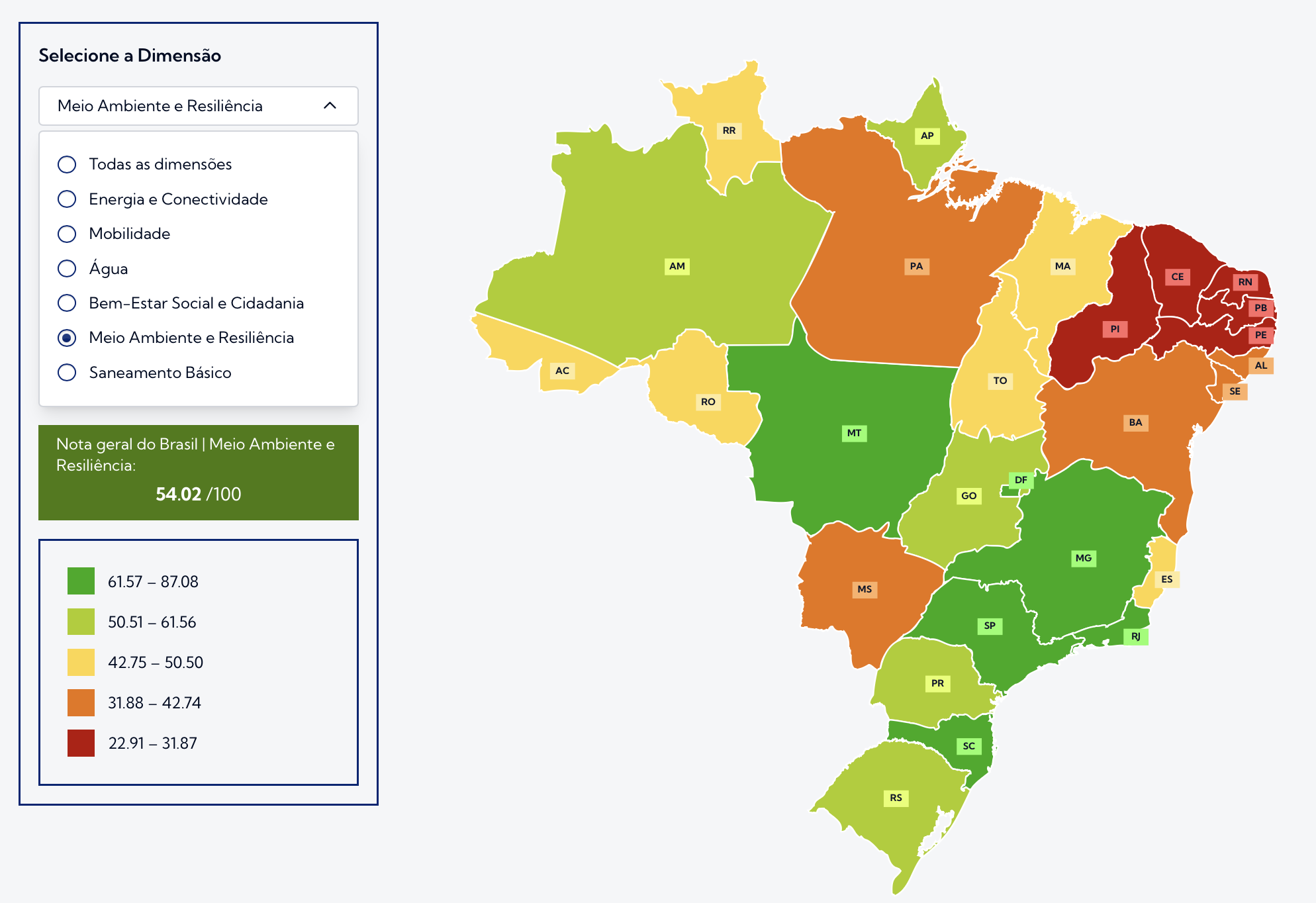 Legenda do mapa